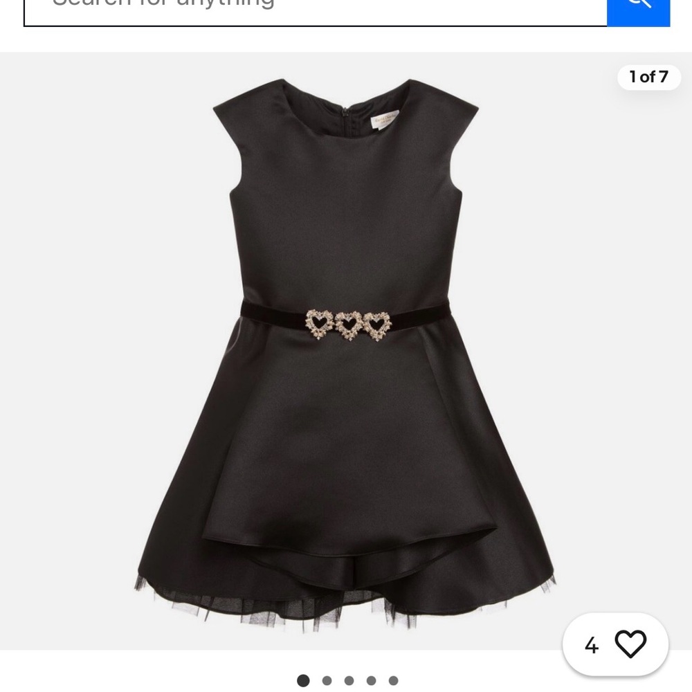Elegant Black Kids Dress with Heart Detail